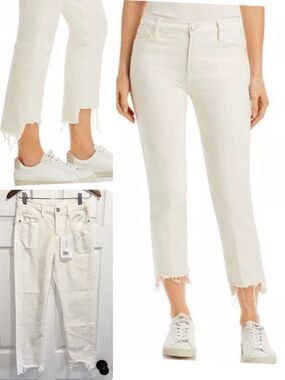 NWT Frame Le High Straight Jeans Ankle Distressed High Waist Au Natural Cream 26
